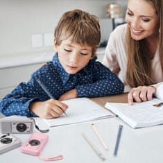 Nikcorp Set od 6 brisivih kemijskih olovaka s gumicom za djecu i školu, plava tinta, šareni dizajn, sigurno i netoksično pisanje