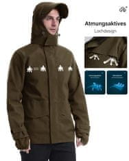 Nikcorp Muška vodootporna kišna jakna s kapuljačom i vizirom, prozračna zaštita od vjetra, ripstop poliester, Smeđa, veličina M