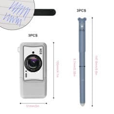 Nikcorp Set od 6 brisivih kemijskih olovaka s gumicom za djecu i školu, plava tinta, šareni dizajn, sigurno i netoksično pisanje
