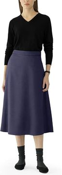 Nikcorp Elegantna ženska pamučna midi suknja lepršavog kroja, mekana i prozračna, tamnoplava XL