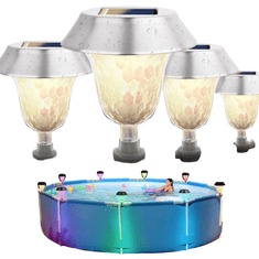 Nikcorp Set od 4 solarne LED svjetiljke za bazen i vrt, IP65 vodootporne, automatsko RGB i toplo bijelo svjetlo