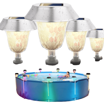 Nikcorp Set od 4 solarne LED svjetiljke za bazen i vrt, IP65 vodootporne, automatsko RGB i toplo bijelo svjetlo