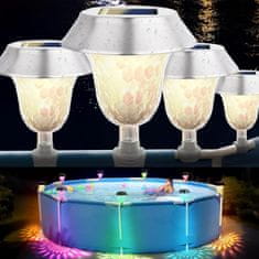 Nikcorp Set od 4 solarne LED svjetiljke za bazen i vrt, IP65 vodootporne, automatsko RGB i toplo bijelo svjetlo