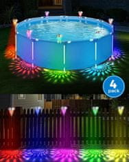 Nikcorp Set od 4 solarne LED svjetiljke za bazen i vrt, IP65 vodootporne, automatsko RGB i toplo bijelo svjetlo