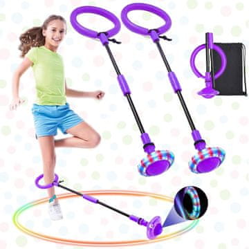 Nikcorp Svjetleći LED prsten za skakanje na jednoj nozi, indukcijski pogon bez baterija, sklopiva dječja igračka za koordinaciju