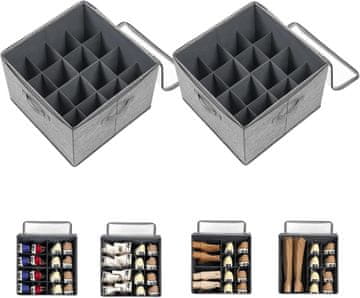 Nikcorp Sklopivi organizator za cipele sa 16 pretinaca i prozirnim poklopcem set 2 komada sivi 44,5x44,5x32 cm