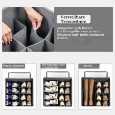 Nikcorp Sklopivi organizator za cipele sa 16 pretinaca i prozirnim poklopcem set 2 komada sivi 44,5x44,5x32 cm