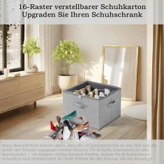 Nikcorp Sklopivi organizator za cipele sa 16 pretinaca i prozirnim poklopcem set 2 komada sivi 44,5x44,5x32 cm