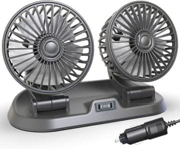 Nikcorp Dvostruki auto ventilator 12V rotirajući 360 stupnjeva s 2 brzine hlađenja za osobna i teretna vozila na upaljač