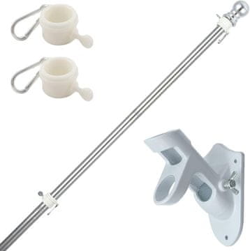 Nikcorp Aluminijski jarbol za zastavu 150-180 cm s podesivim zidnim nosačem i rotirajućim prstenovima protiv petljanja