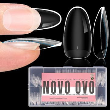 Nikcorp Profesionalni gel tipsi za nokte Oval Extra Thick, 336 komada, 14 veličina, ultra prozirni PMMA gel, set za manikuru