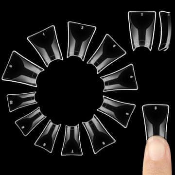 Nikcorp Prozirni gel tipsi za nokte Y2K Duck Feet stil - 550 komada u 11 veličina, široki polu-prekrivajući akrilni nastavci