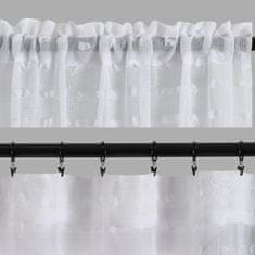 Nikcorp Kratke boho zavjese s točkicama i pomponima, set 2 komada, poluprozirni voal, 140x138 cm, bijela, na alke