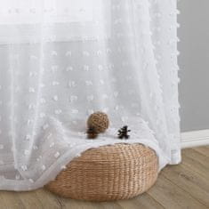 Nikcorp Kratke boho zavjese s točkicama i pomponima, set 2 komada, poluprozirni voal, 140x138 cm, bijela, na alke
