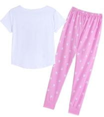 Nikcorp Ženska dvodijelna pidžama MyFav set majica i duge hlače bijelo-ružičasta vel. 32 mekana i udobna