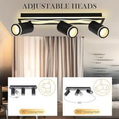 Nikcorp Moderna LED stropna svjetiljka GU10 3000K, crni reflektor 350° rotacija, 1700lm