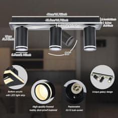 Nikcorp Moderna LED stropna svjetiljka GU10 3000K, crni reflektor 350° rotacija, 1700lm