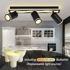 Nikcorp Moderna LED stropna svjetiljka GU10 3000K, crni reflektor 350° rotacija, 1700lm