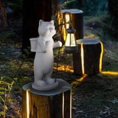 Nikcorp Figurica Mačke od Smole sa Solarnim Fenjerom - Vrtna Dekoracija, Otporna na Vremenske Uvjete, Siva 28 cm