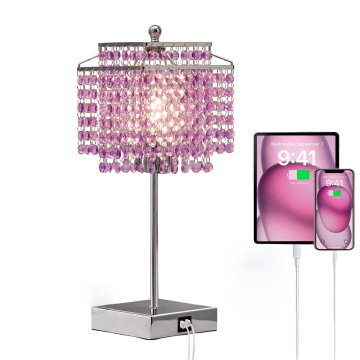 Nikcorp Kristalna stolna svjetiljka na dodir s 3 razine svjetline, USB punjačem i LED žaruljom, elegantna noćna lampa