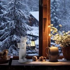 Nikcorp Figurica Mačke od Smole sa Solarnim Fenjerom - Vrtna Dekoracija, Otporna na Vremenske Uvjete, Siva 28 cm