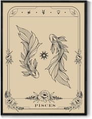 Nikcorp Slika na platnu u crnom okviru Tarot Riba, 40x60 cm, Gotička zidna dekoracija, Mjesec i Astrologija za dnevni boravak