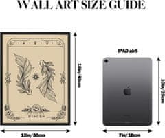 Nikcorp Slika na platnu u crnom okviru Tarot Riba, 40x60 cm, Gotička zidna dekoracija, Mjesec i Astrologija za dnevni boravak