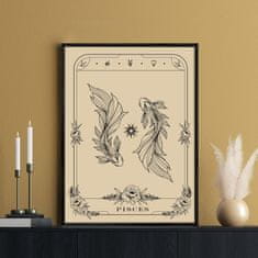 Nikcorp Slika na platnu u crnom okviru Tarot Riba, 40x60 cm, Gotička zidna dekoracija, Mjesec i Astrologija za dnevni boravak