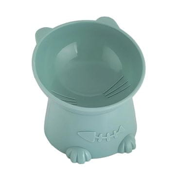 Nikcorp Povišena ergonomska posuda za mačke i pse s nagibom od 15°, oblik mačje glave, zelena