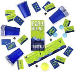 Nikcorp Društvena igra za odrasle Set od 15 alkoholnih igara iz cijelog svijeta s čašama, kartama i lopticama za nezaboravne zabave