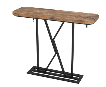 Nikcorp Uski konzolni stol 100 cm s drvenom pločom i crnim metalnim okvirom, industrijski dizajn za hodnik i boravak