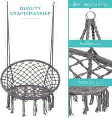 Nikcorp Agility viseća makrame ljuljačka, pamučno uže, s kompletom za montažu, 80x60 cm, nosivost 150 kg, unutarnja i vanjska