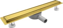 Nikcorp Linearna kanalica 120cm zlatna s rešetkom za pločice, nehrđajući čelik, plitki sifon 360°