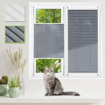Nikcorp Plisirana roleta bez bušenja Klemmfix 90x130 cm siva - Podesiva sjenila za prozore, jednostavna montaža, otporna na vlagu