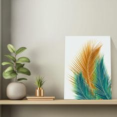 Nikcorp Moderna zidna slika na platnu Biljni motiv Zlatno-Zelena s drvenim okvirom 40x30 cm HD tisak za dom i ured