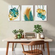 Nikcorp Moderna zidna slika na platnu Biljni motiv Zlatno-Zelena s drvenim okvirom 40x30 cm HD tisak za dom i ured