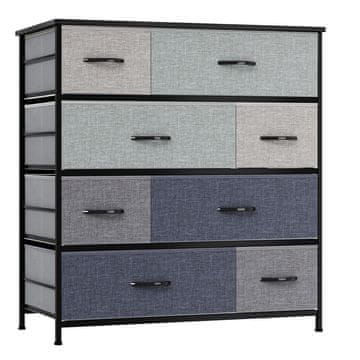 Nikcorp Komoda s 8 tekstilnih ladica i čeličnim okvirom, organizator za odjeću 87 x 30 x 90 cm, siva