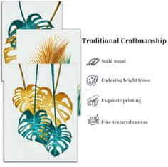 Nikcorp Moderna zidna slika na platnu Biljni motiv Zlatno-Zelena s drvenim okvirom 40x30 cm HD tisak za dom i ured