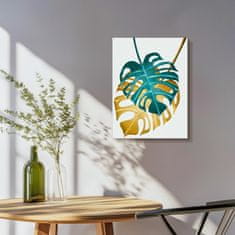 Nikcorp Moderna zidna slika na platnu Biljni motiv Zlatno-Zelena s drvenim okvirom 40x30 cm HD tisak za dom i ured