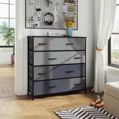 Nikcorp Komoda s 8 tekstilnih ladica i čeličnim okvirom, organizator za odjeću 87 x 30 x 90 cm, siva