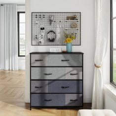 Nikcorp Komoda s 8 tekstilnih ladica i čeličnim okvirom, organizator za odjeću 87 x 30 x 90 cm, siva