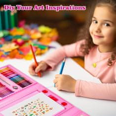 Nikcorp Veliki dječji umjetnički set za crtanje i slikanje u koferu 290 komada s dvostrukim stalkom za djecu kreativni pribor