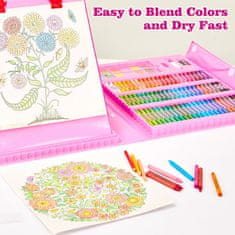 Nikcorp Veliki dječji umjetnički set za crtanje i slikanje u koferu 290 komada s dvostrukim stalkom za djecu kreativni pribor