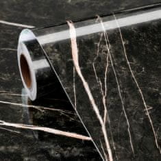 Nikcorp Samoljepljiva folija za namještaj mramor crno-ružičasti 30 cm x 5 m PVC dekoracija za kuhinju i pultove