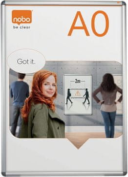 Nobo Okvir za sliku a0 841x1189 aluminijski nobo s klip pričvršćivanjem 190220