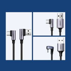 Ugreen Kutni pleteni kabel USB - USB-C Quick Charge 3.0 0,5 m sivi