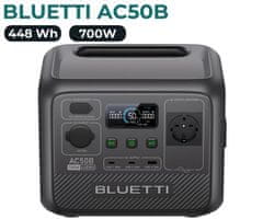 BLUETTI AC50B prijenosna stanica za punjenje, snaga 700 W, baterija od 448 Wh, AI BMS sustav, crna