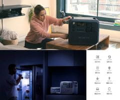 BLUETTI AC200L prijenosna stanica za punjenje, snaga 2400 W, baterija od 2048 Wh, BMS sustav, crna