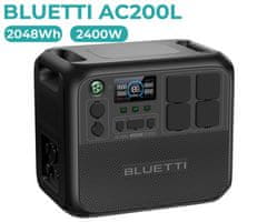 BLUETTI AC200L prijenosna stanica za punjenje, snaga 2400 W, baterija od 2048 Wh, BMS sustav, crna
