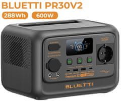BLUETTI Prijenosna stanica za punjenje PREMIUM 30 V2, snaga 600 W, baterija od 288 Wh, BMS sustav, crna